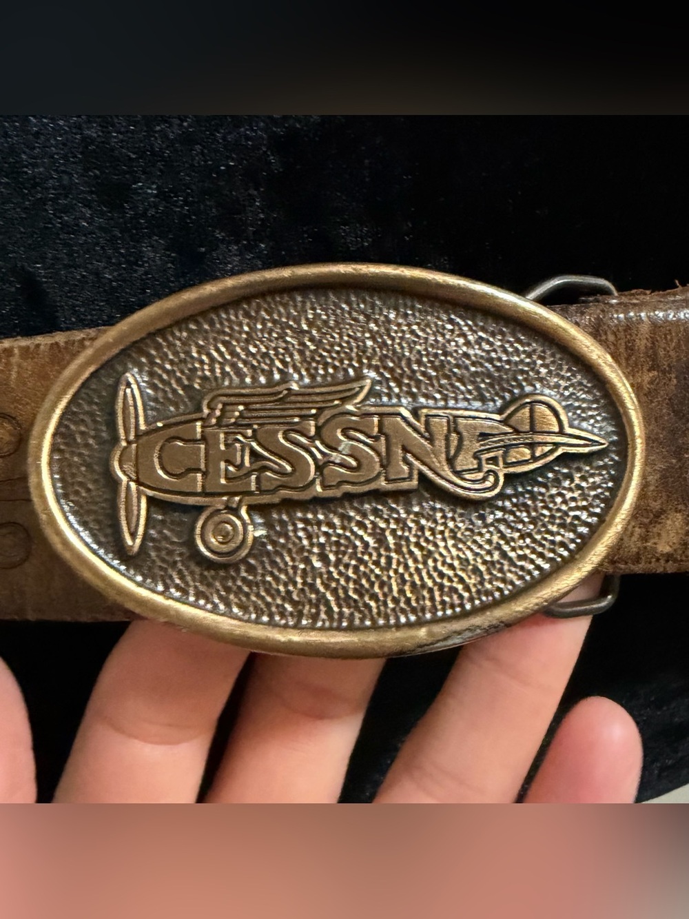Vintage Cessna Airplane Belt - 1970’s made In USA Leather Belt With Brass Buckle - Picture 4 of 13